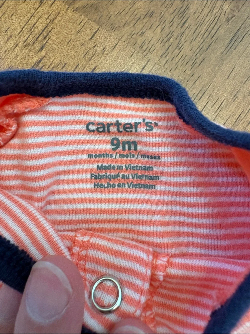 Carter’s 9M Short-Sleeve Stripe Romper with Snorkel Shark on Bottom